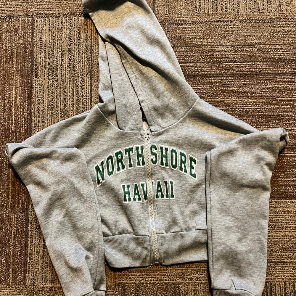 Gray Cropped Zip Up